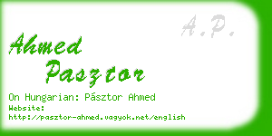 ahmed pasztor business card